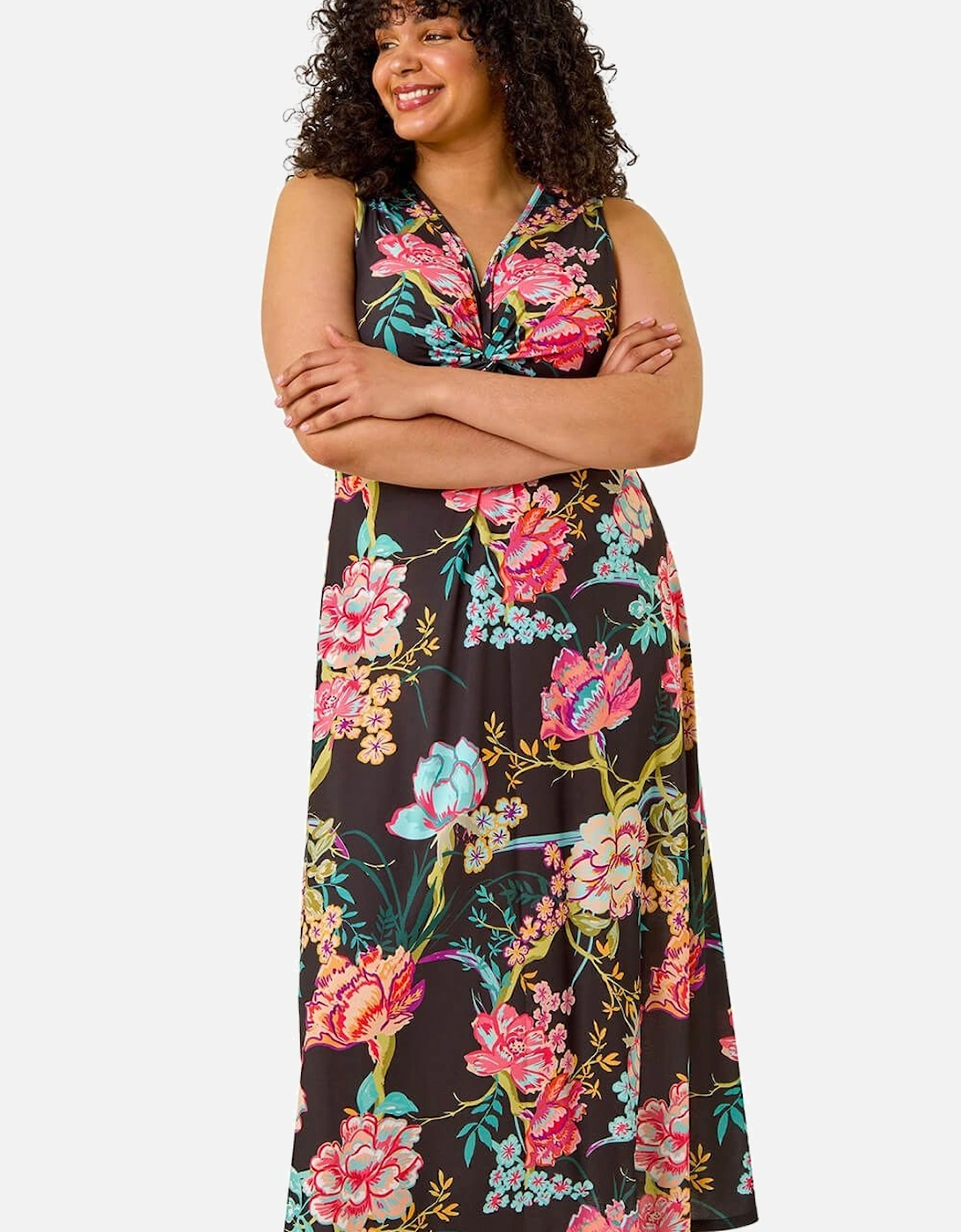 Curve Twist Front Floral Maxi Dress, 2 of 1