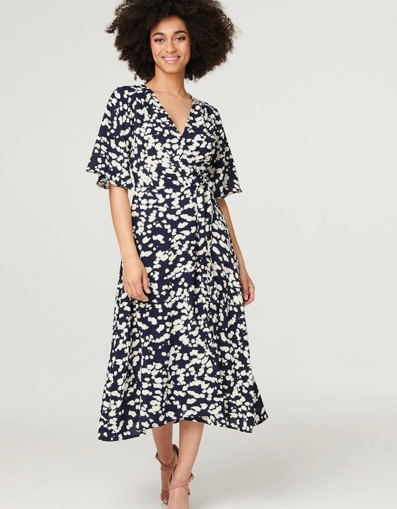 Printed Split Front Midi Dress