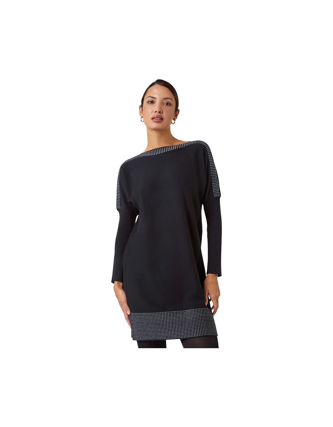 Spot Print Border Knitted Jumper Dress, 2 of 1