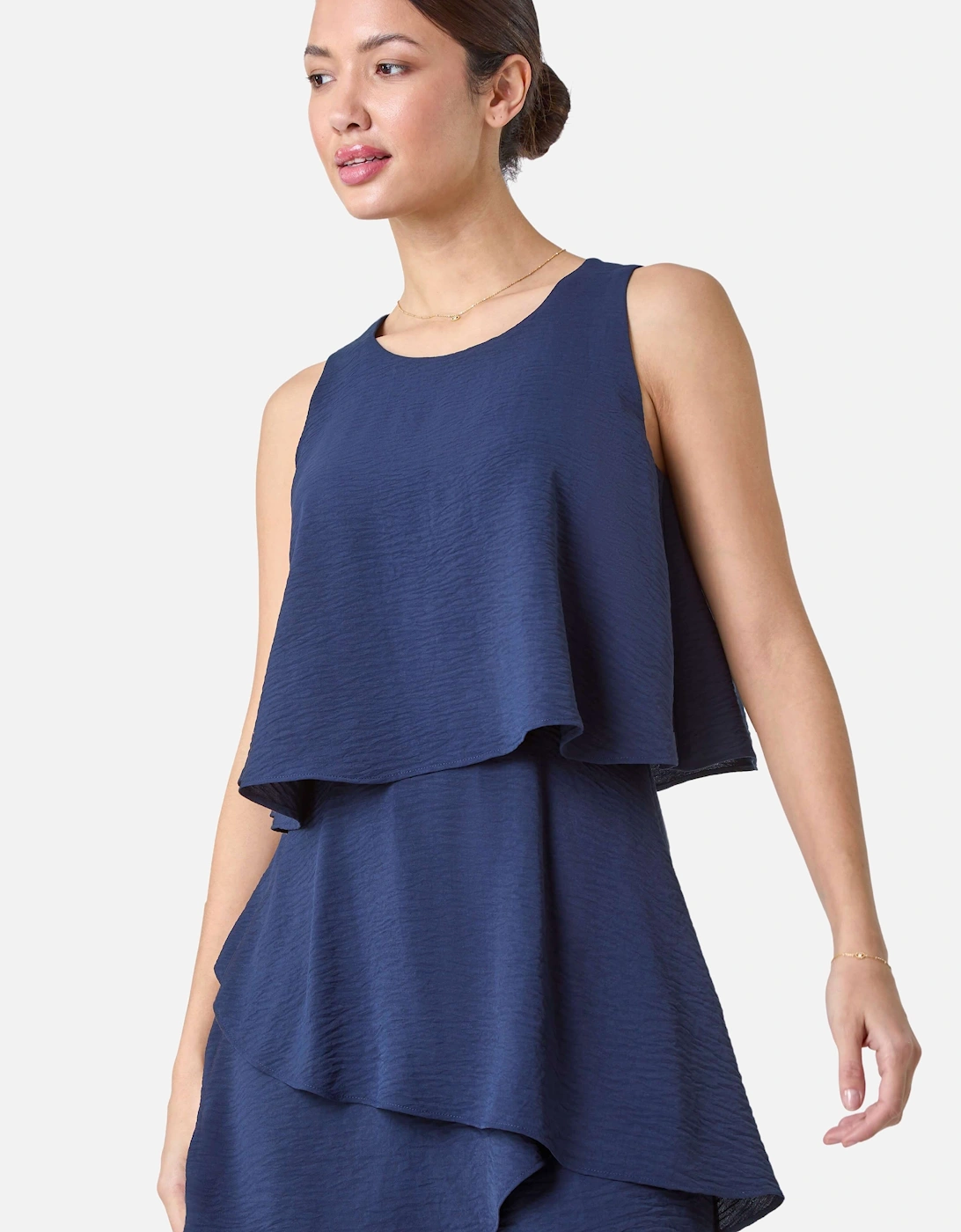 Textured Plain Tiered Playsuit, 2 of 1