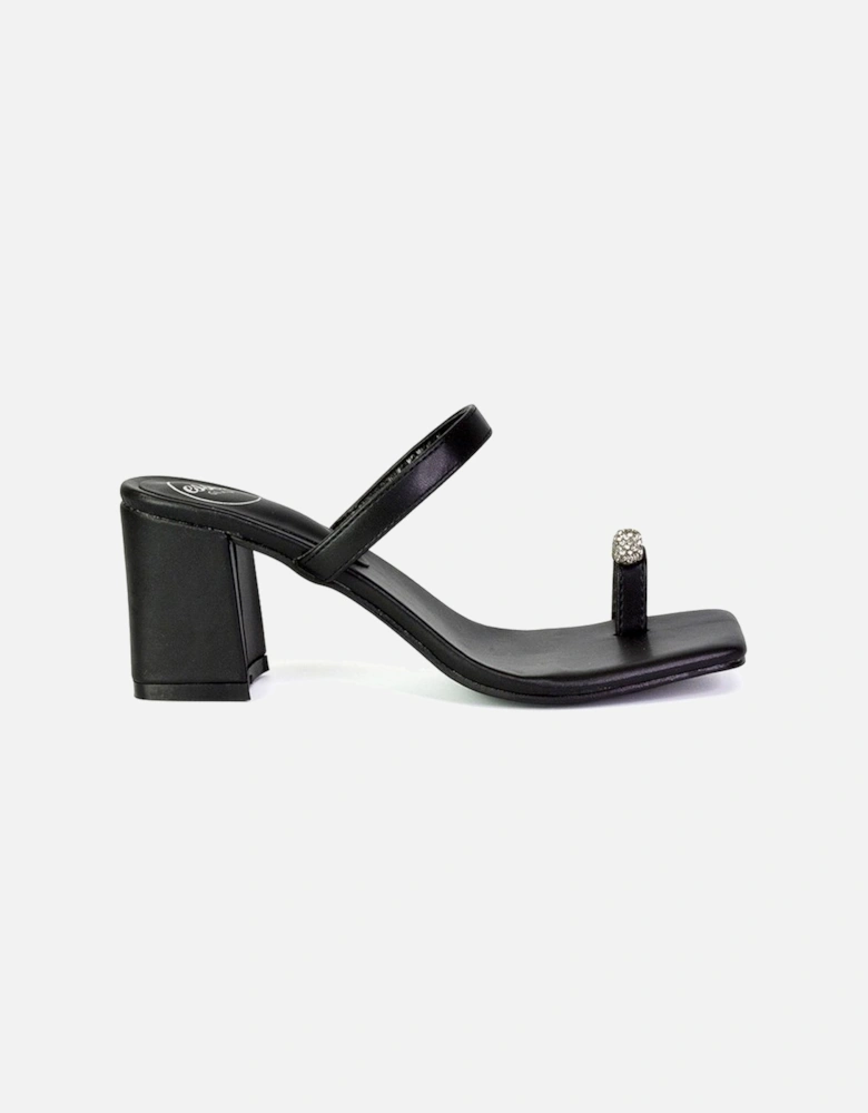 'Daiquiri' Double Strap Square Toe Ring Block Heel Sandals