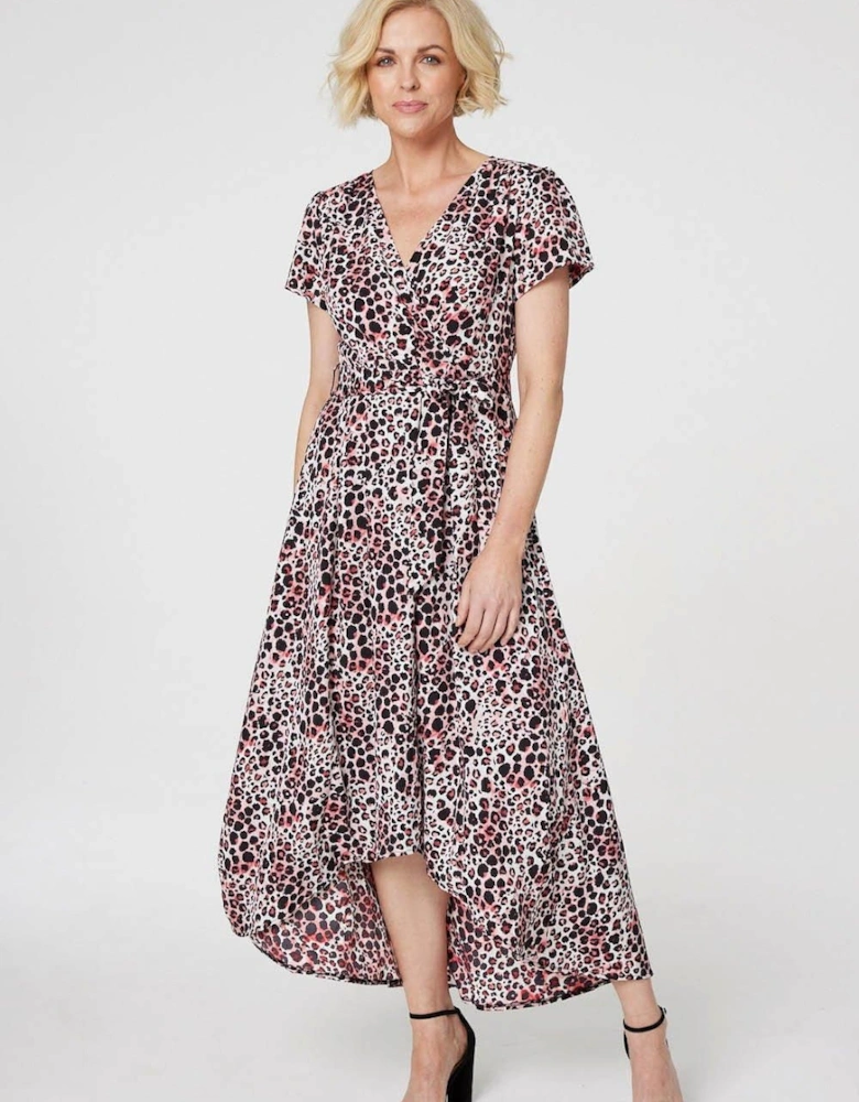 Animal Print Wrap Front Maxi Dress