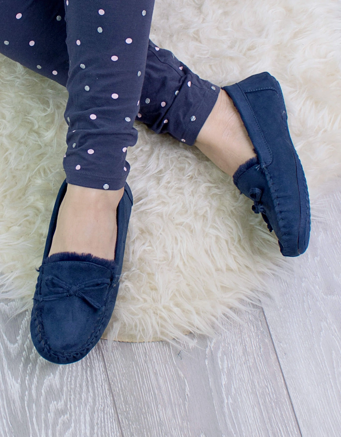 Heel Faux Fur Lined Boat Shoes Moccasin  Slippers, 2 of 1