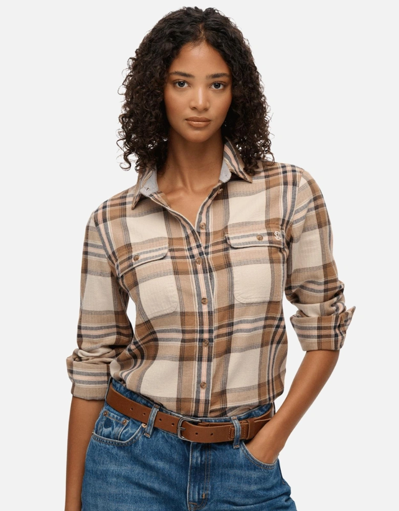 Womens Lumberjack Check Flannel Long Sleeve Shirt
