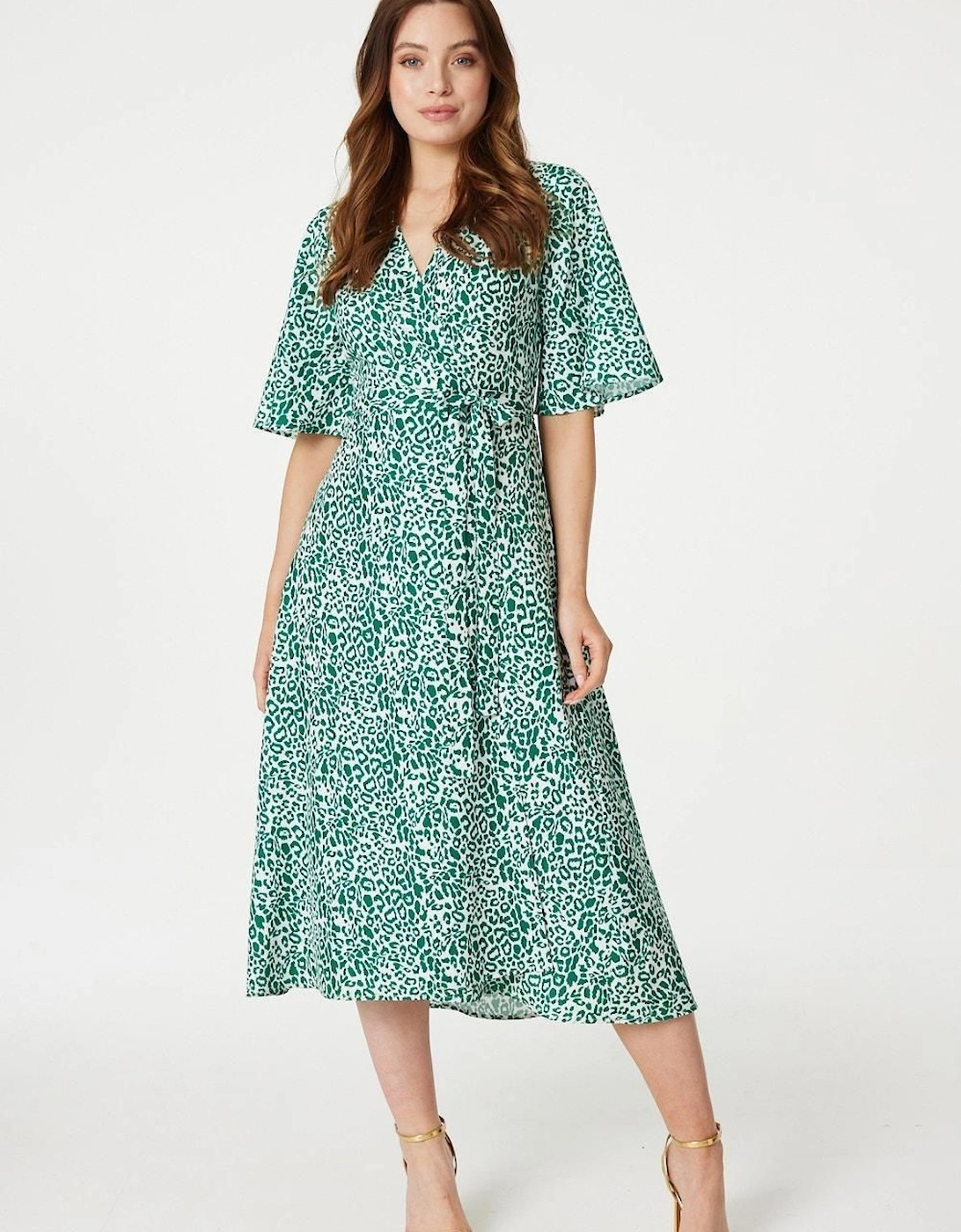 Leopard Print Wrap Midi Dress, 2 of 1