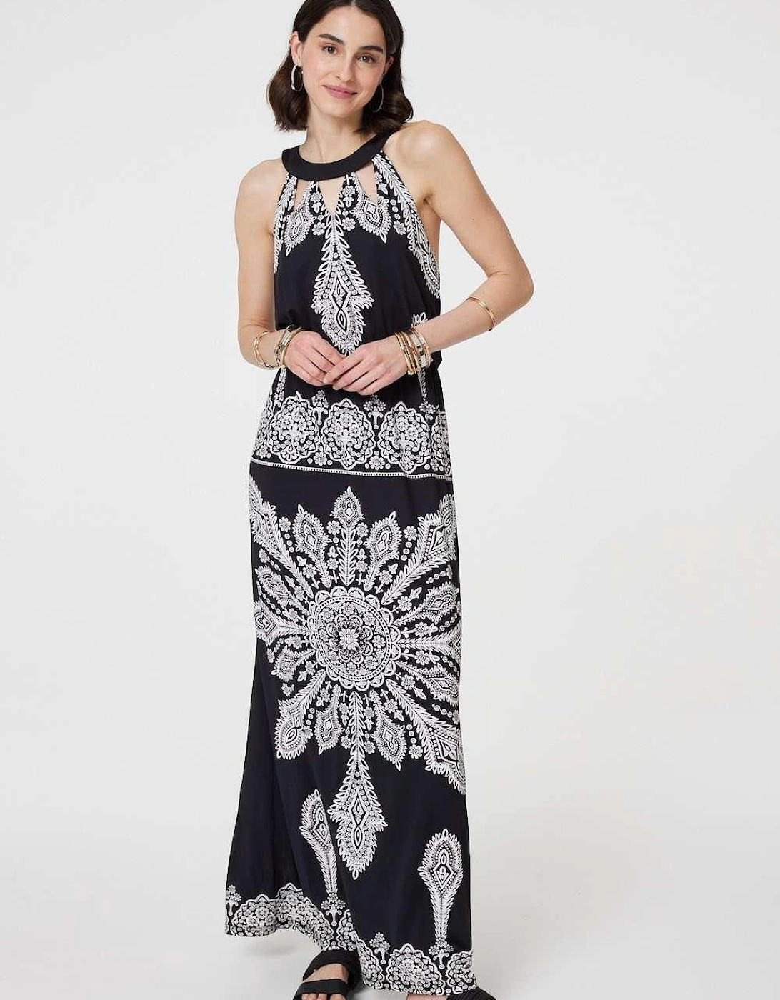 Mosaic Print Halter Neck Long Dress, 2 of 1
