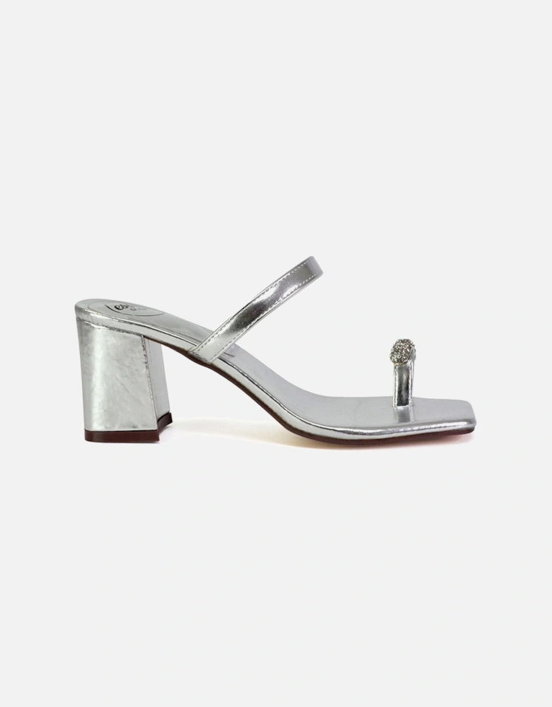 'Daiquiri' Double Strap Square Toe Ring Block Heel Sandals