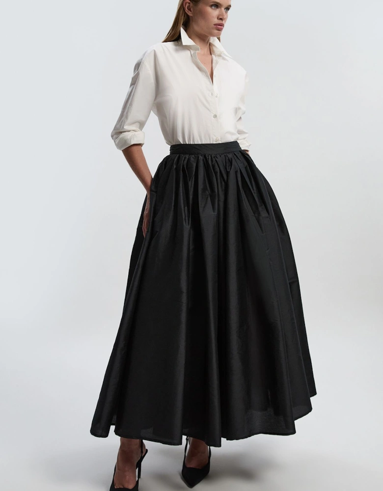 Taffeta Woven Maxi Skirt