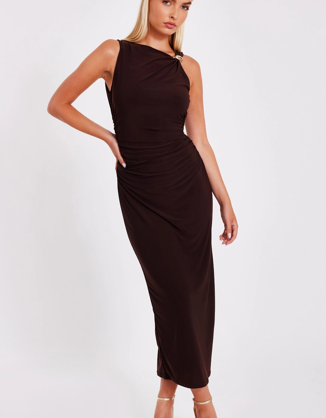 Brown Buckle Midaxi Dress, 2 of 1