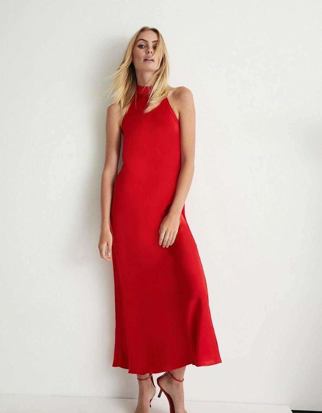 Satin Halter Neck Backless Slip Dress, 2 of 1