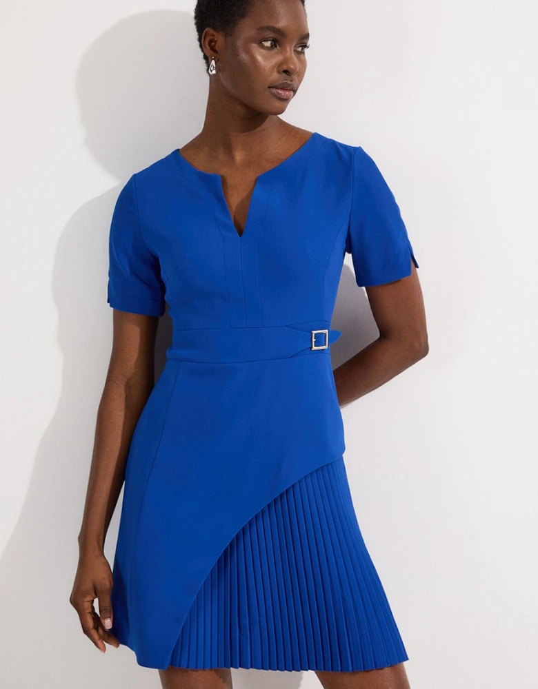 Tailored Military Pleat Short Sleeve Mini Dress