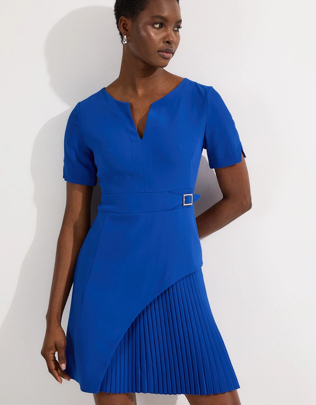 Tailored Military Pleat Short Sleeve Mini Dress, 2 of 1