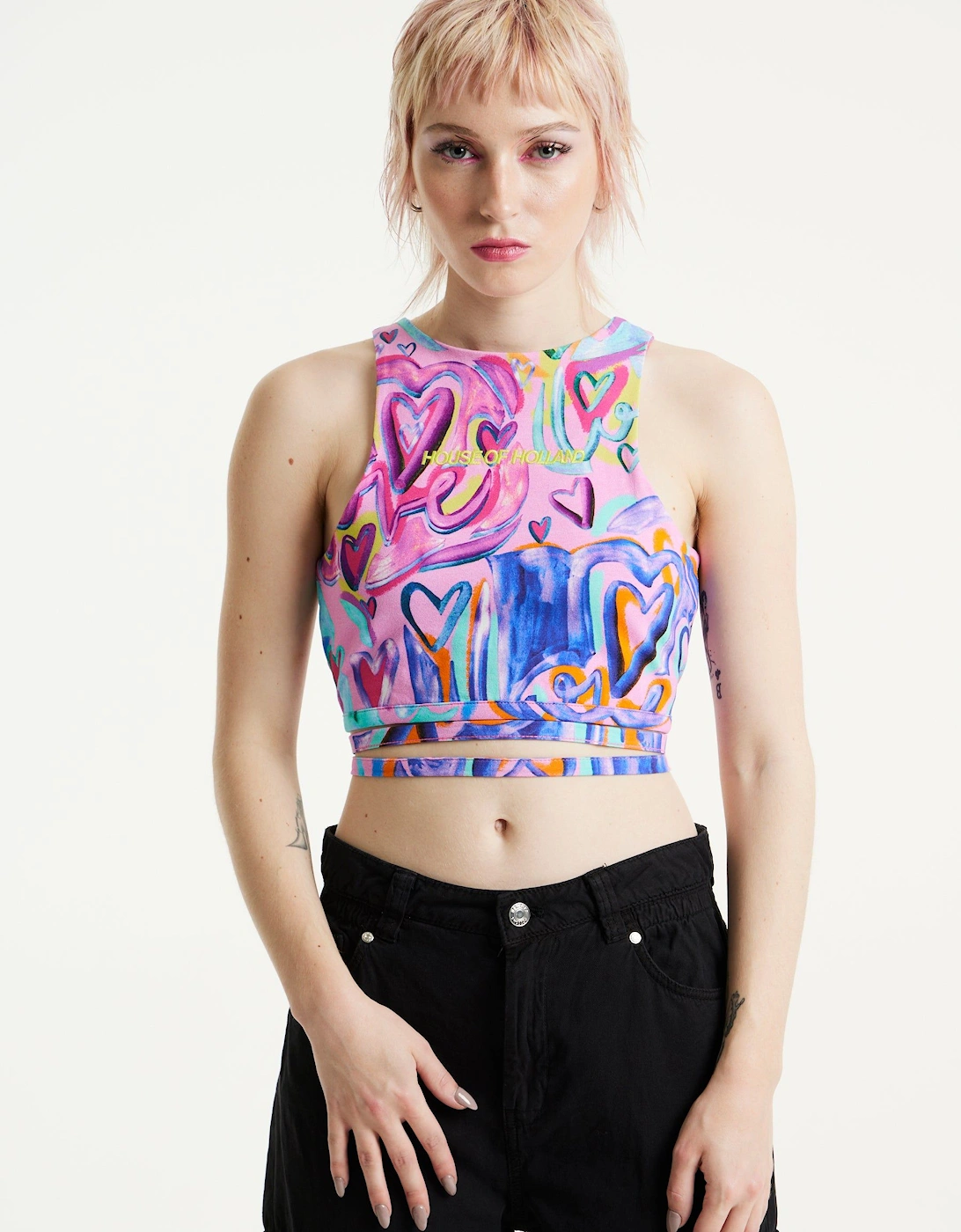 Heart Printed Jersey Top With Open Back, 2 of 1