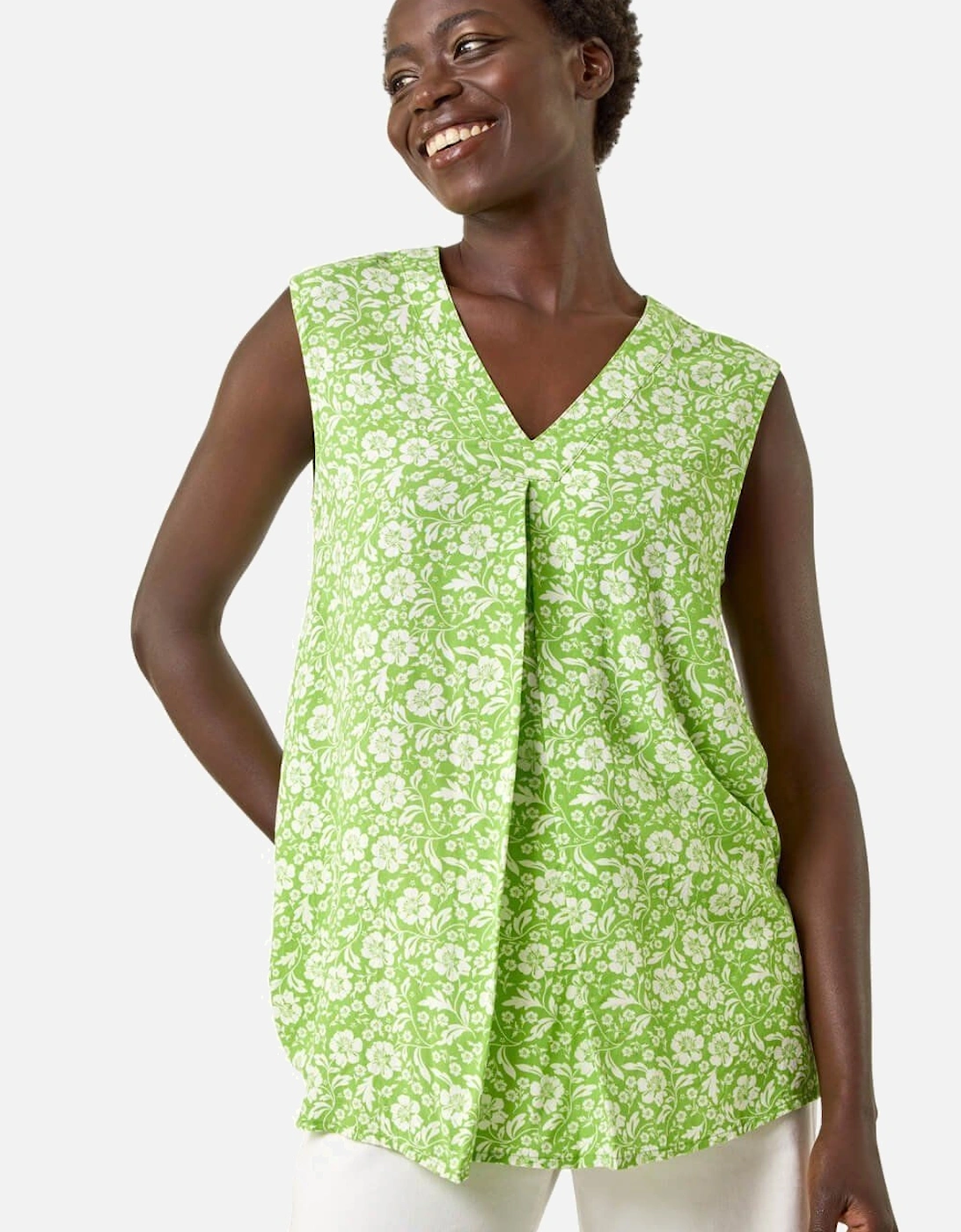 Floral V-Neck Vest Top, 2 of 1