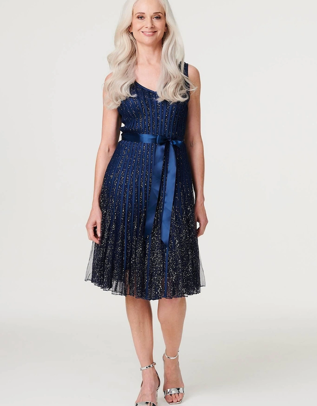 Sequin Sleeveless Tie Waist Dress, 2 of 1