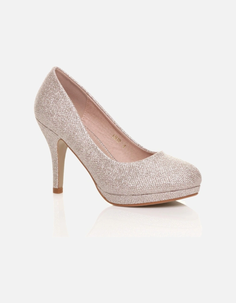 High  Heel  Glitter Mesh Court Shoes