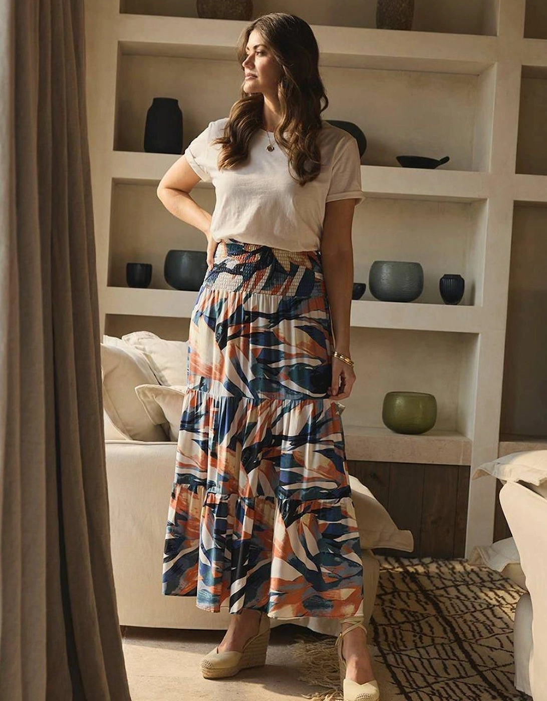 Printed Tiered High Waist Maxi Skirt, 2 of 1