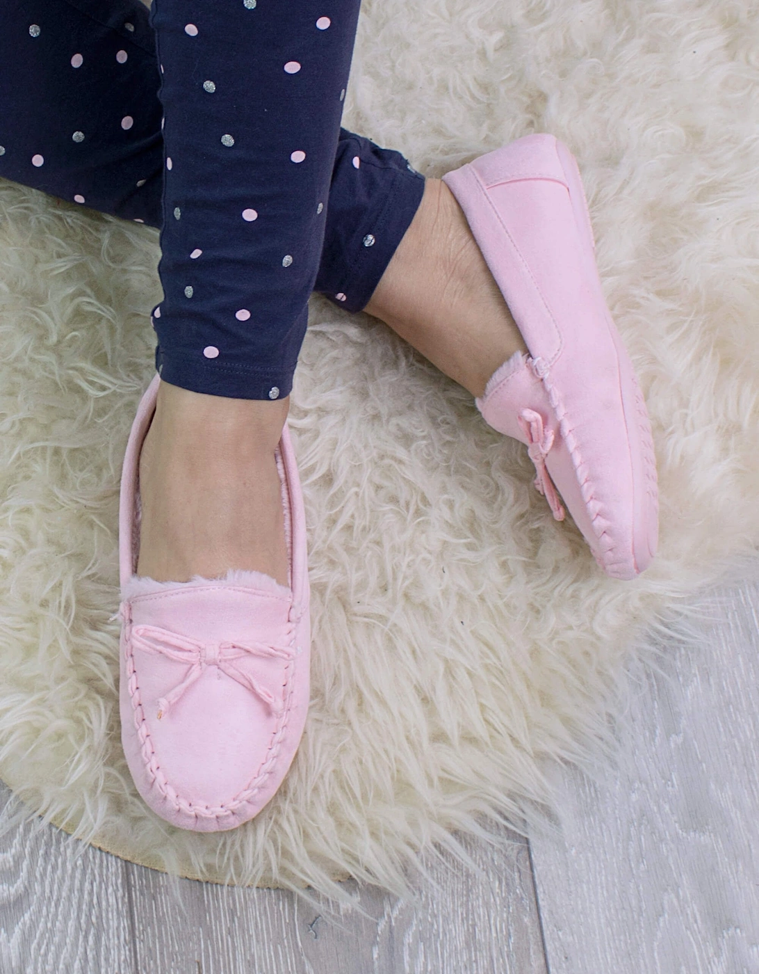 Heel Faux Fur Lined Boat Shoes Moccasin  Slippers, 2 of 1