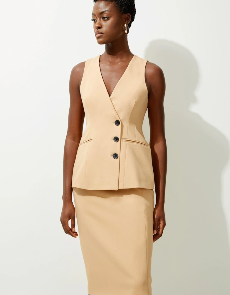 Tailored Side Split Midi Pencil Skirt