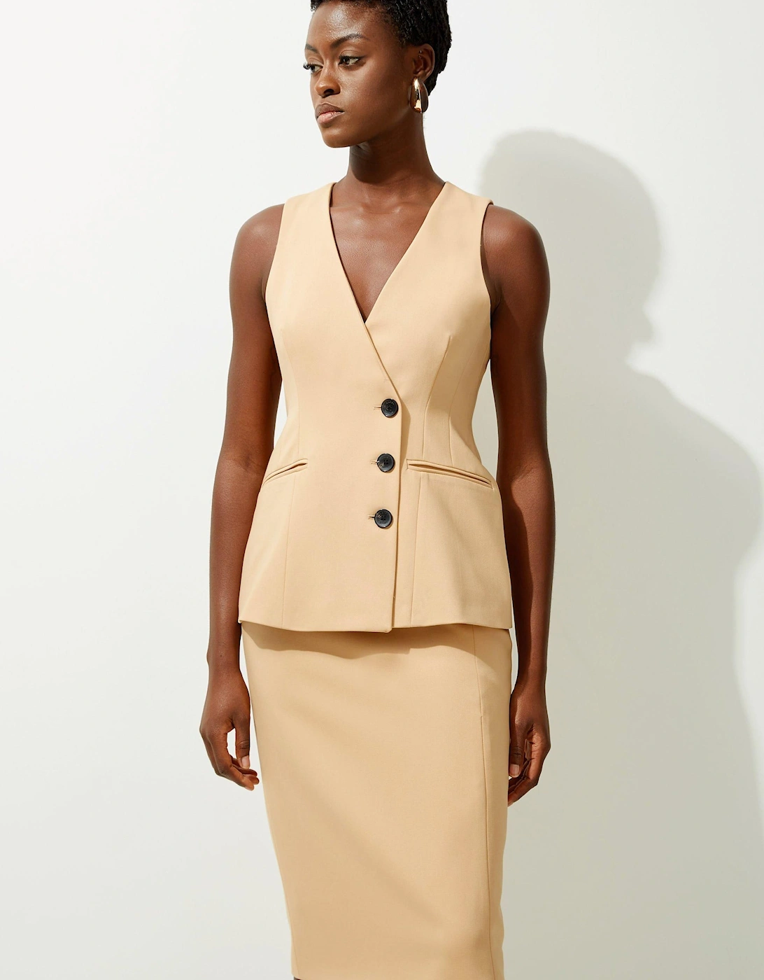 Tailored Side Split Midi Pencil Skirt, 2 of 1