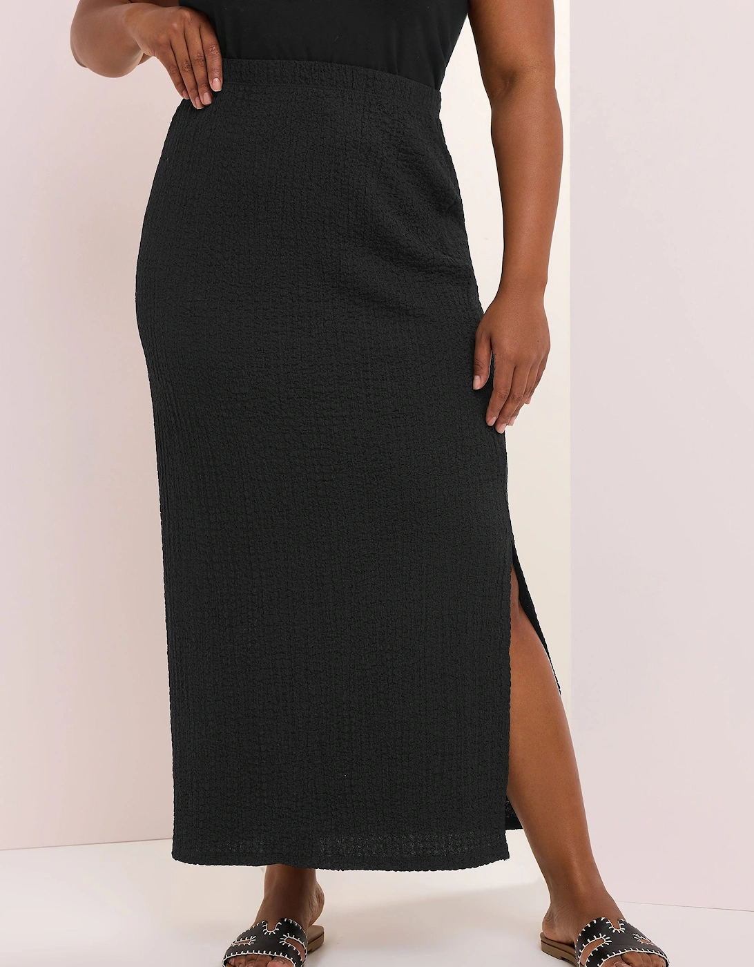 Textured Side Split Maxi Skirt, 2 of 1