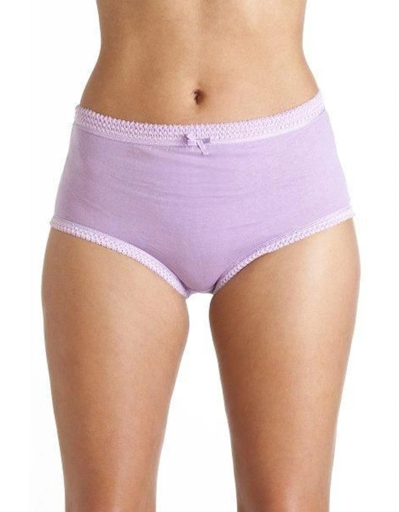 Three Pack High Waisted Comfort Briefs With Frilled Waist Line and Centre Bow
