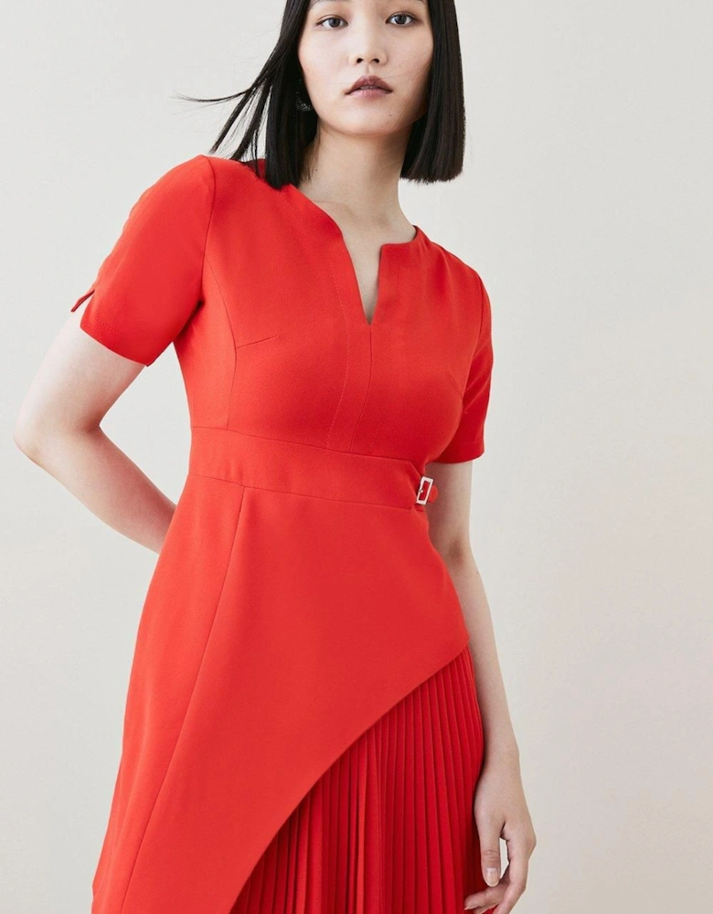 Tailored Military Pleat Short Sleeve Mini Dress