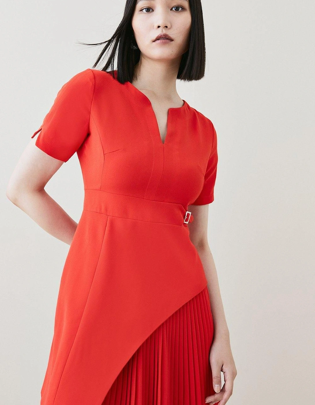 Tailored Military Pleat Short Sleeve Mini Dress, 2 of 1