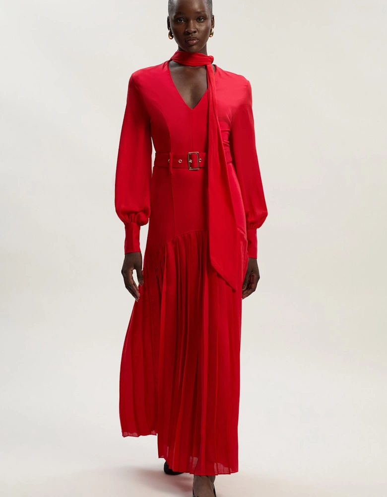 Jersey Ponte Georgette Mix Midi Dress