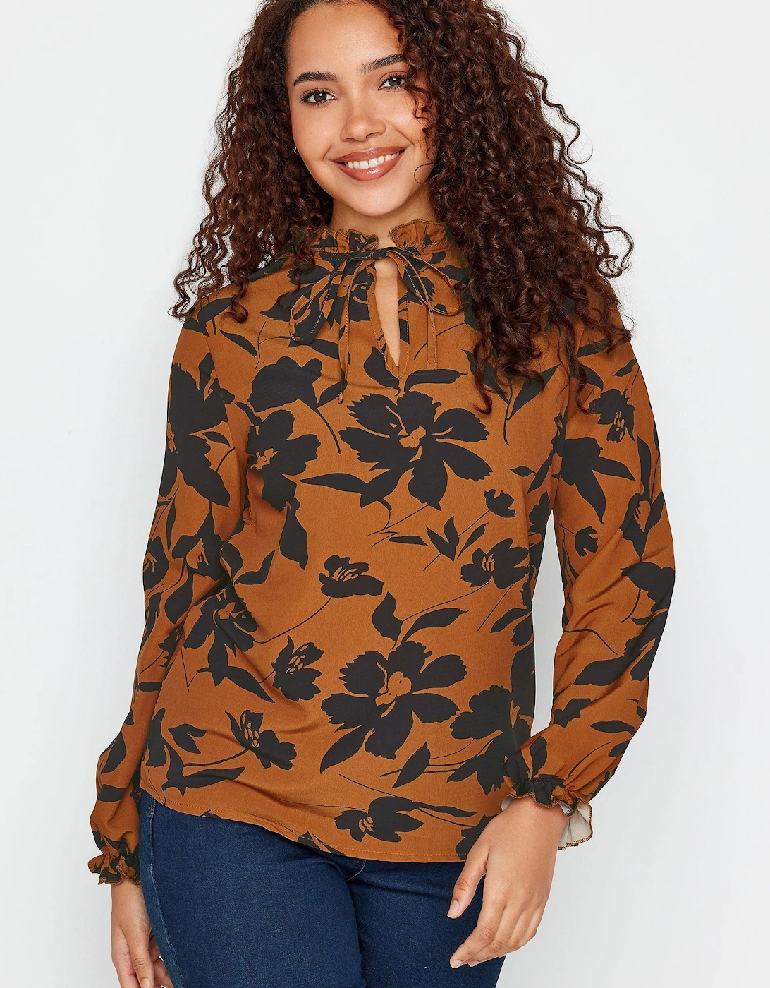 Floral Print Tie Neck Blouse, 2 of 1