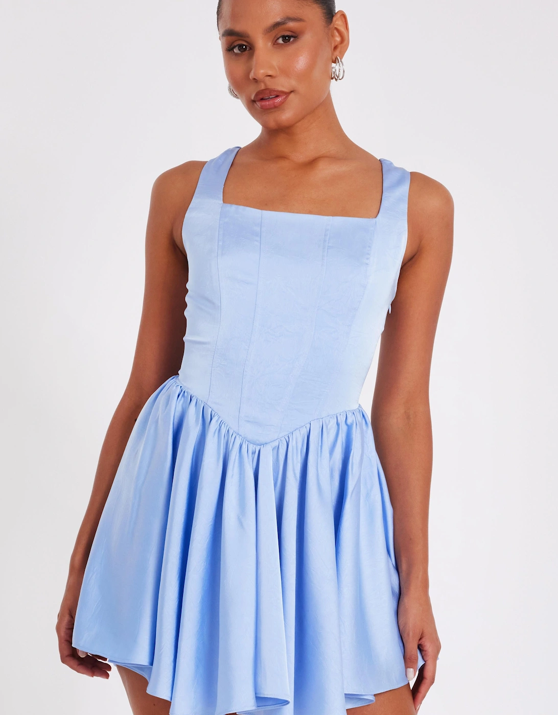 Blue Satin Corset Mini Dress, 2 of 1