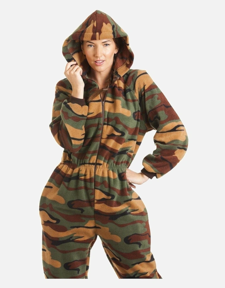 Luxury All In One Camouflage Print Hooded Fleece Onesie