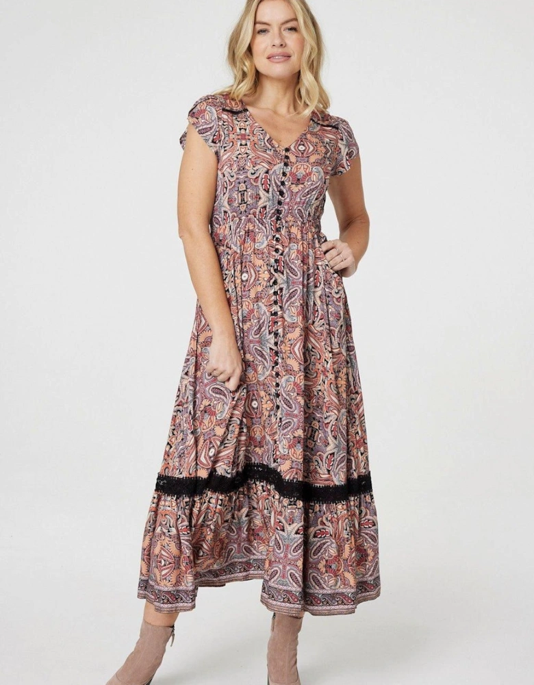 Paisley Lace Detail Maxi Dress