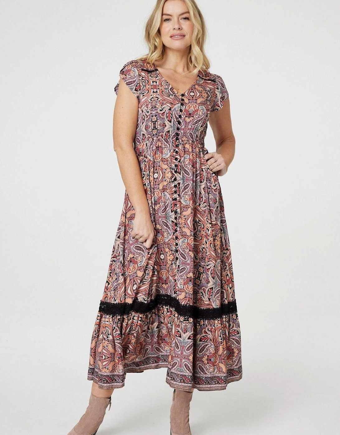 Paisley Lace Detail Maxi Dress, 2 of 1