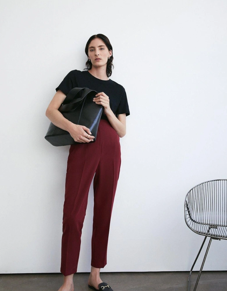 Double Crepe High Waisted Dart Detail Trouser