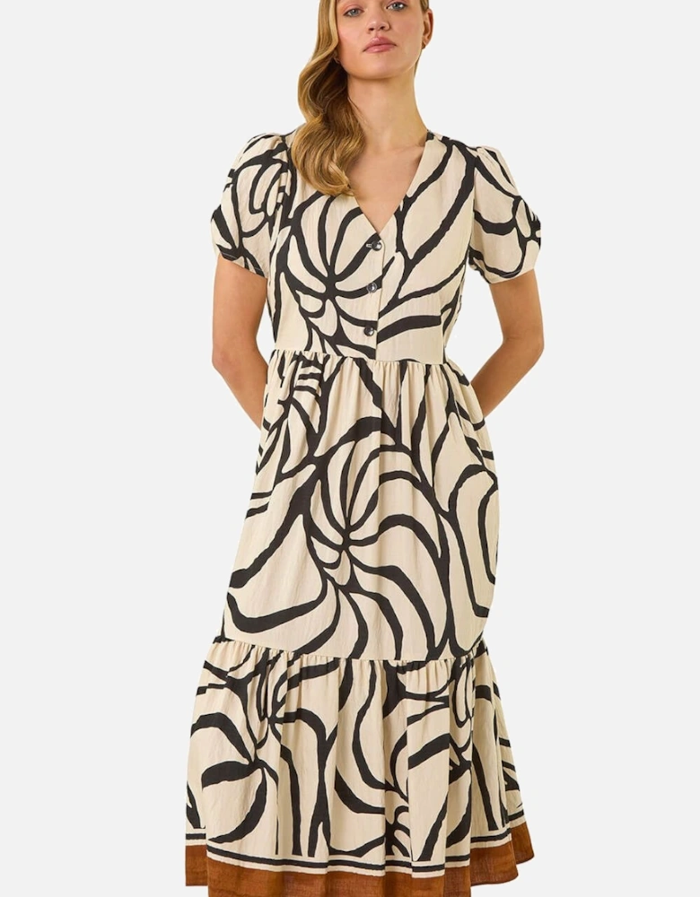 Linear Border Shirt Dress