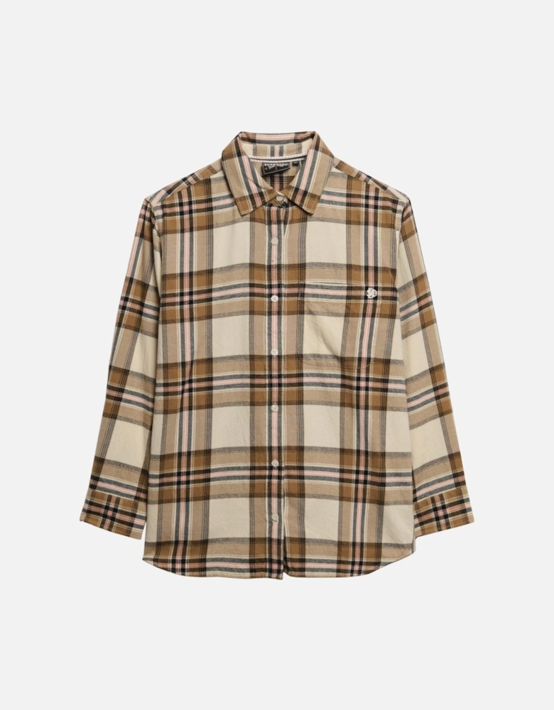 Womens Check Flannel Boyfriend Long Sleeve Shirt