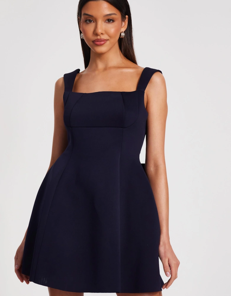 Navy Bow Skater Dress