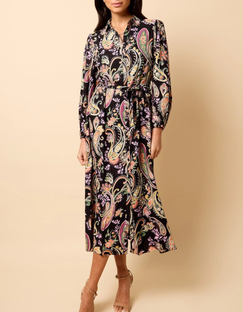 Saffron and Amber  Pastel Paisley Print Midi Dress