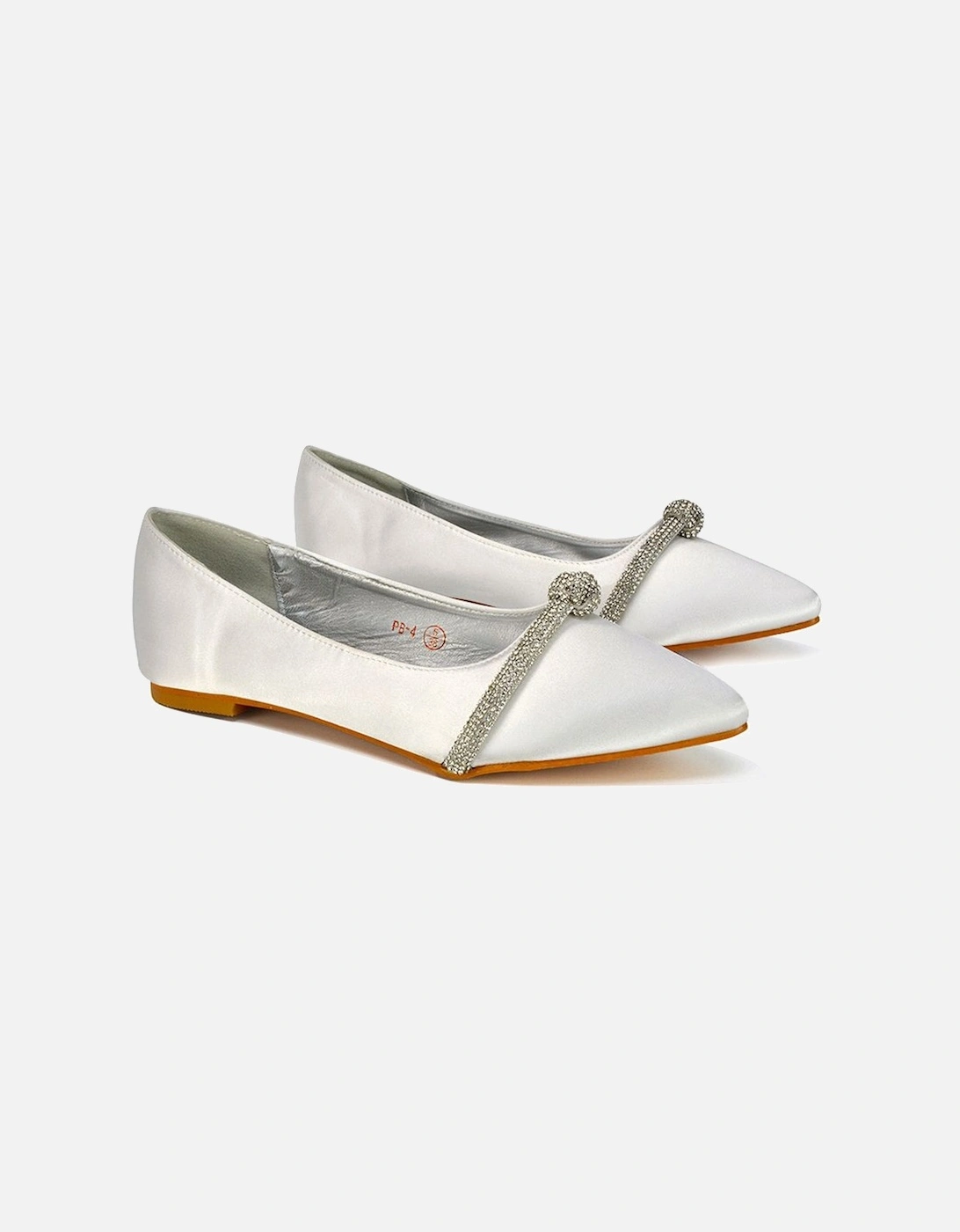 'Halley' Flat Heel Pointed Toe Sparkly Embellished Diamante Bridal Pumps, 2 of 1