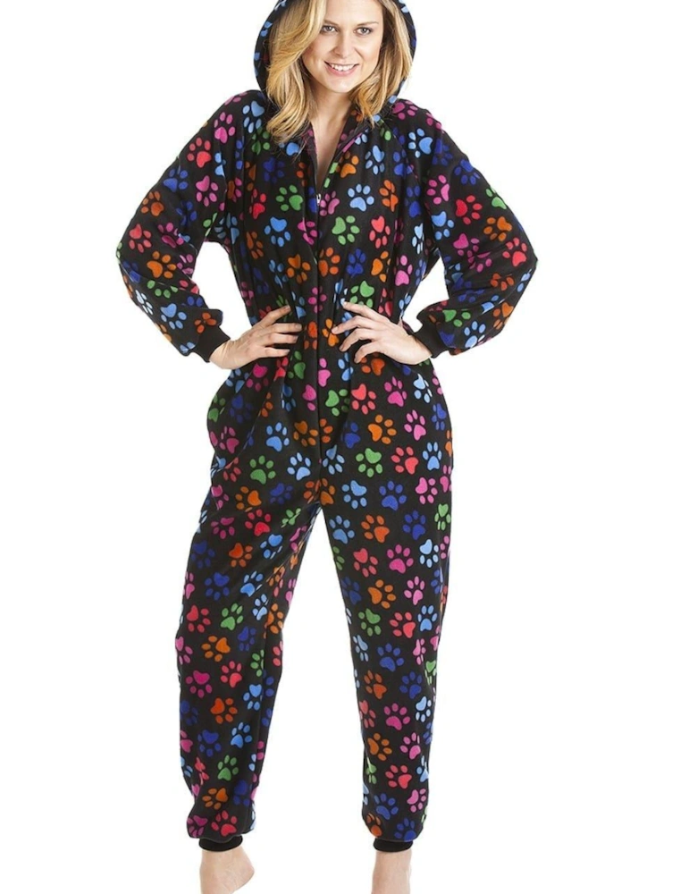 Luxury All In One Paw Print Hooded Fleece Onesie