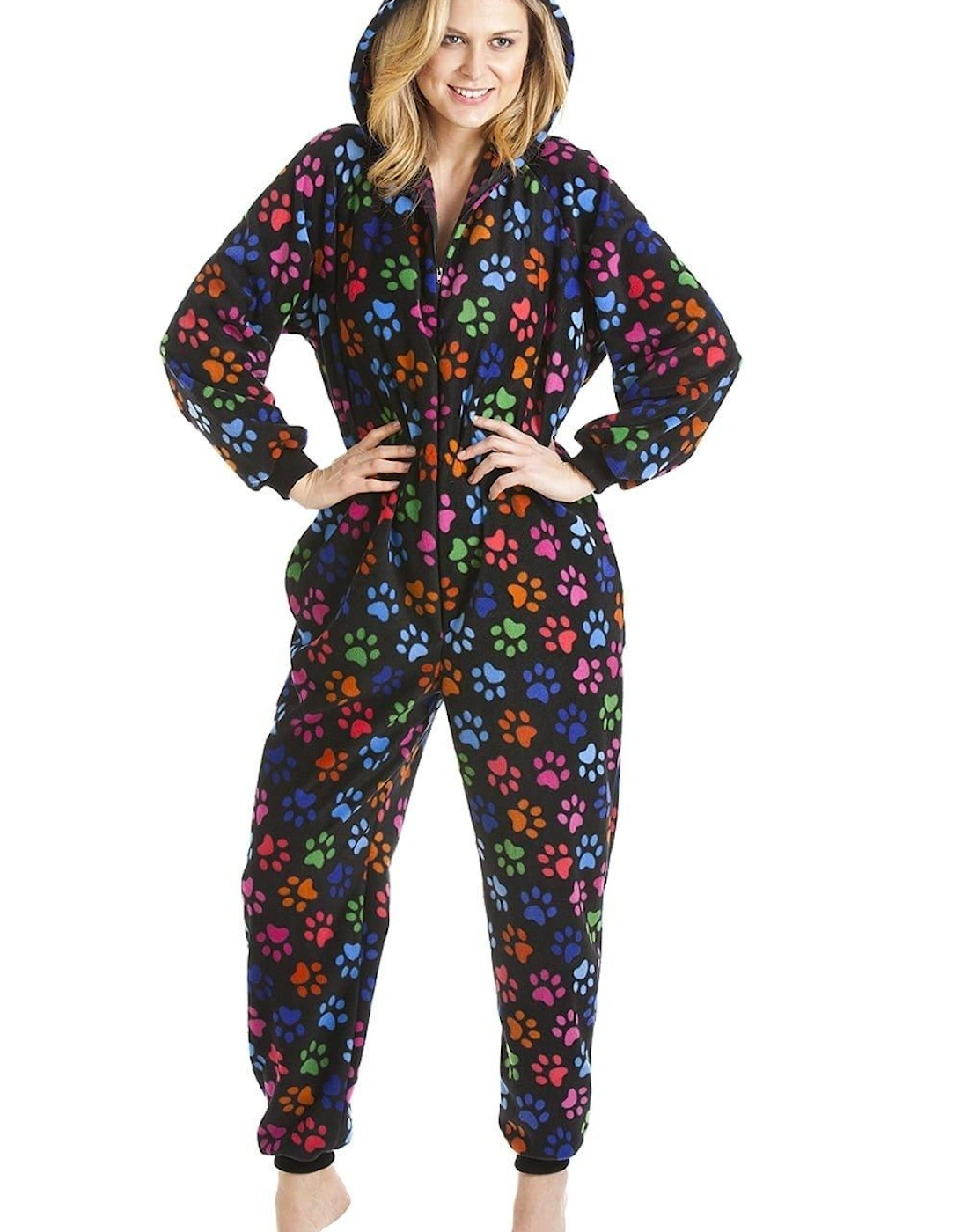Luxury All In One Paw Print Hooded Fleece Onesie, 2 of 1