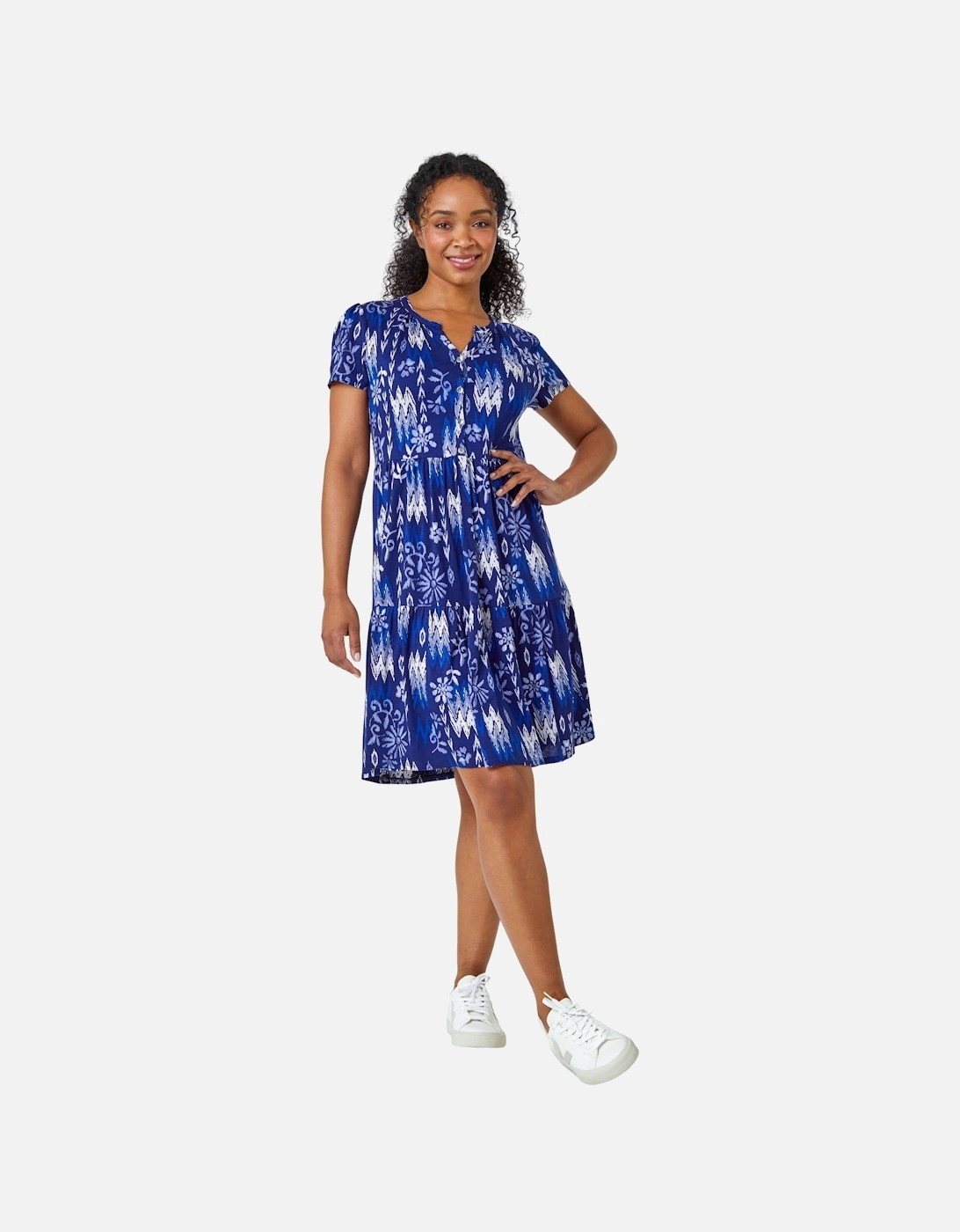 Petite Aztec Print Tiered Shirt Dress, 2 of 1
