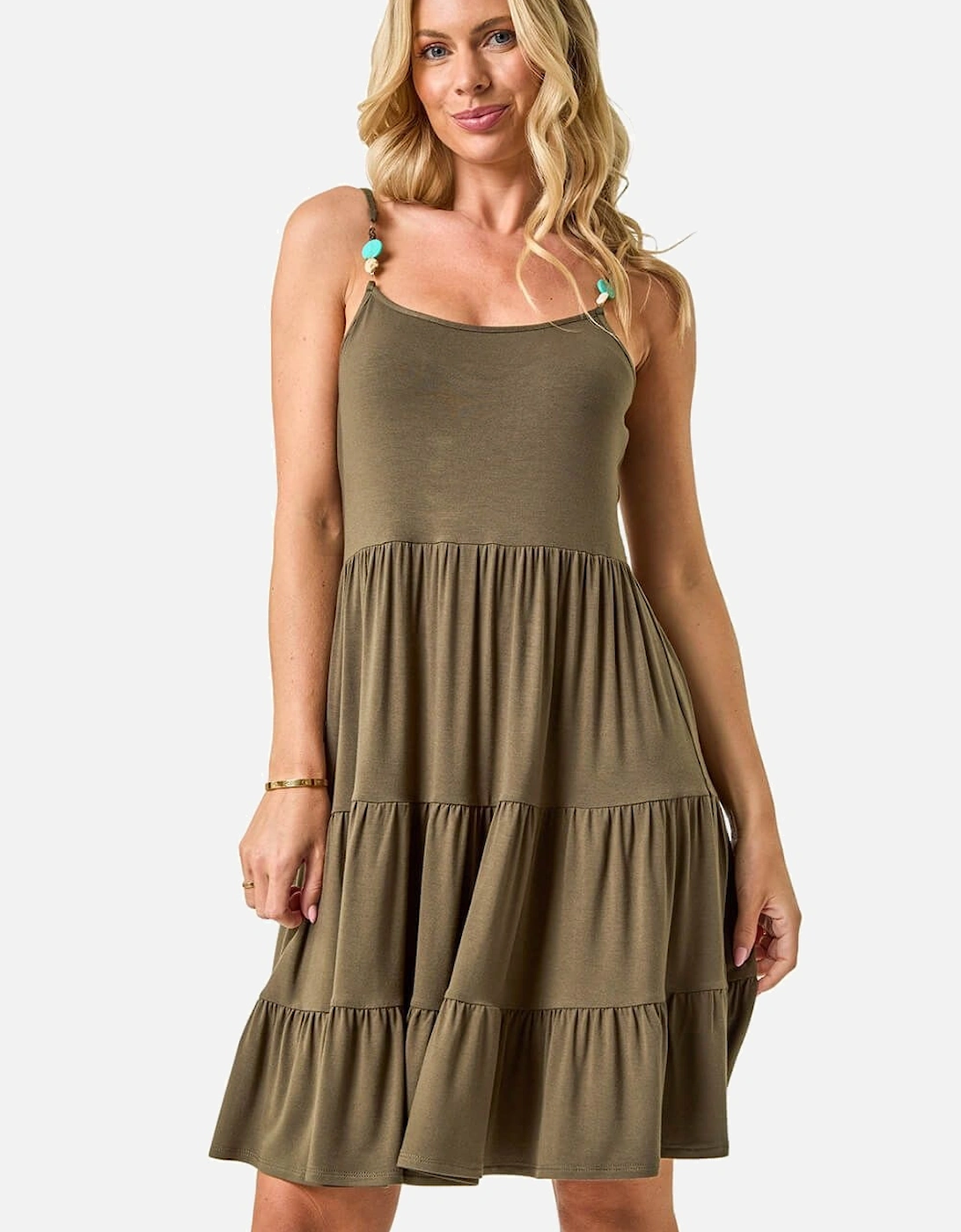 Petite Beaded Strappy Tiered Dress, 2 of 1