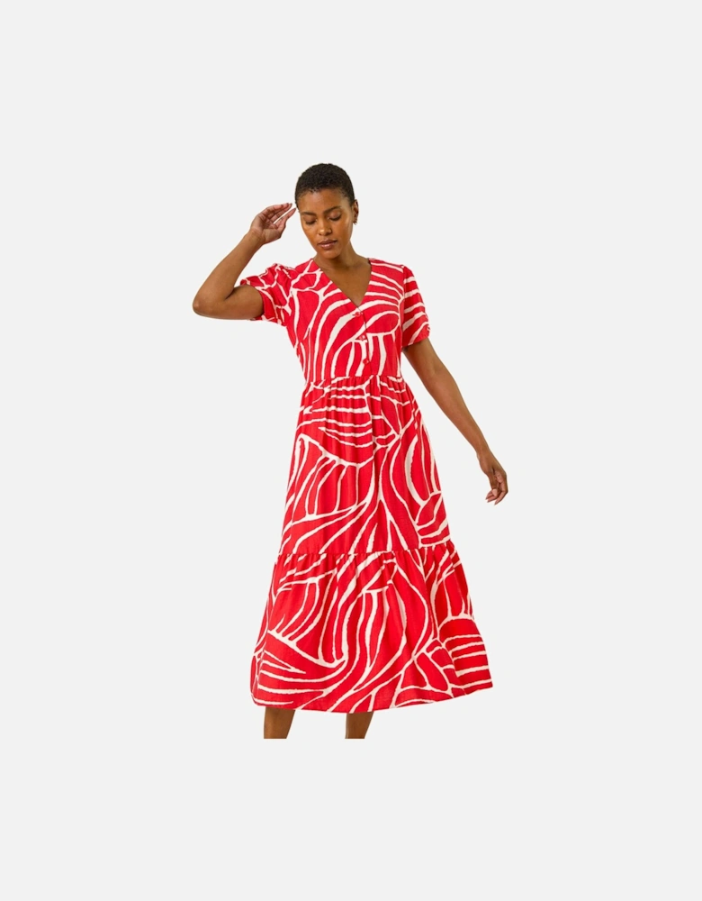Linear Print Midi Shirt Dress