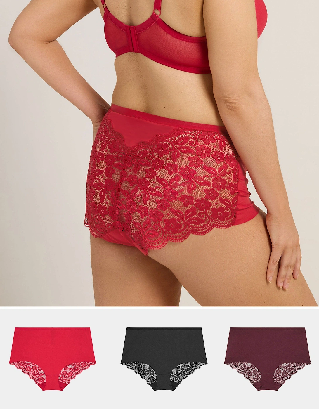 3 Pack Lace Back Briefs, 2 of 1
