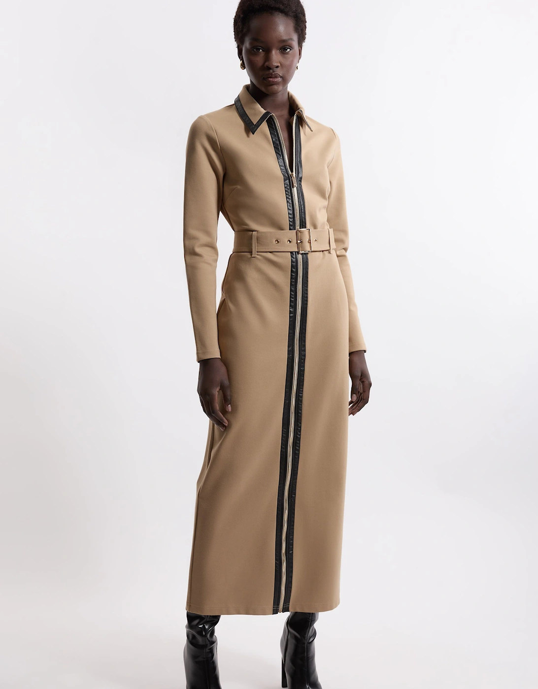 Ponte And Pu Mix Maxi Dress, 2 of 1