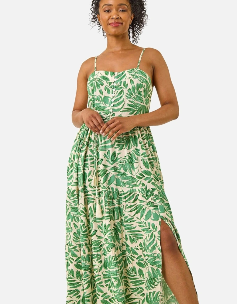 Petite Leaf Strappy Maxi Dress