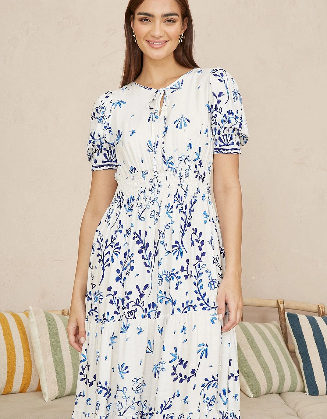 White Border Print Maxi Dress, 2 of 1