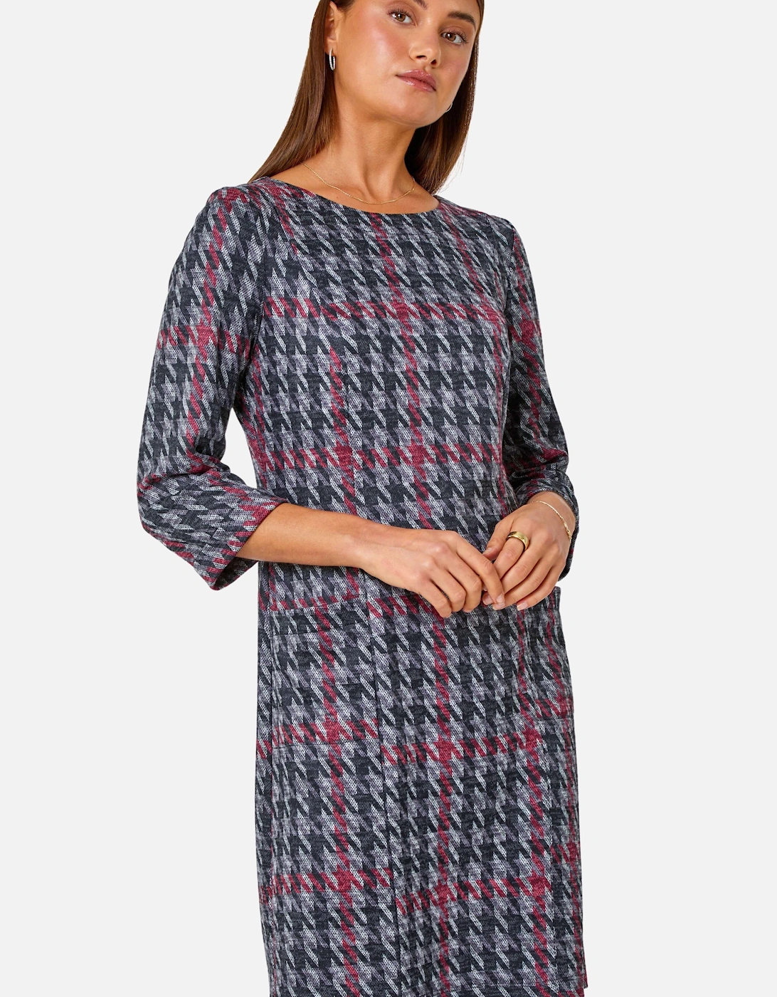 Houndstooth Pocket Shift Stretch Dress, 2 of 1